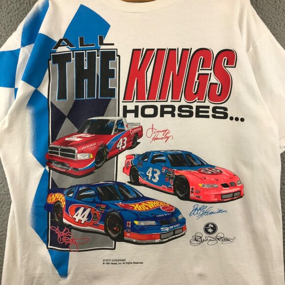 Vintage All The Kings Horses Racing T-Shirt 1997 Petty Enterprises Short Sleeve - Picture 4 of 11